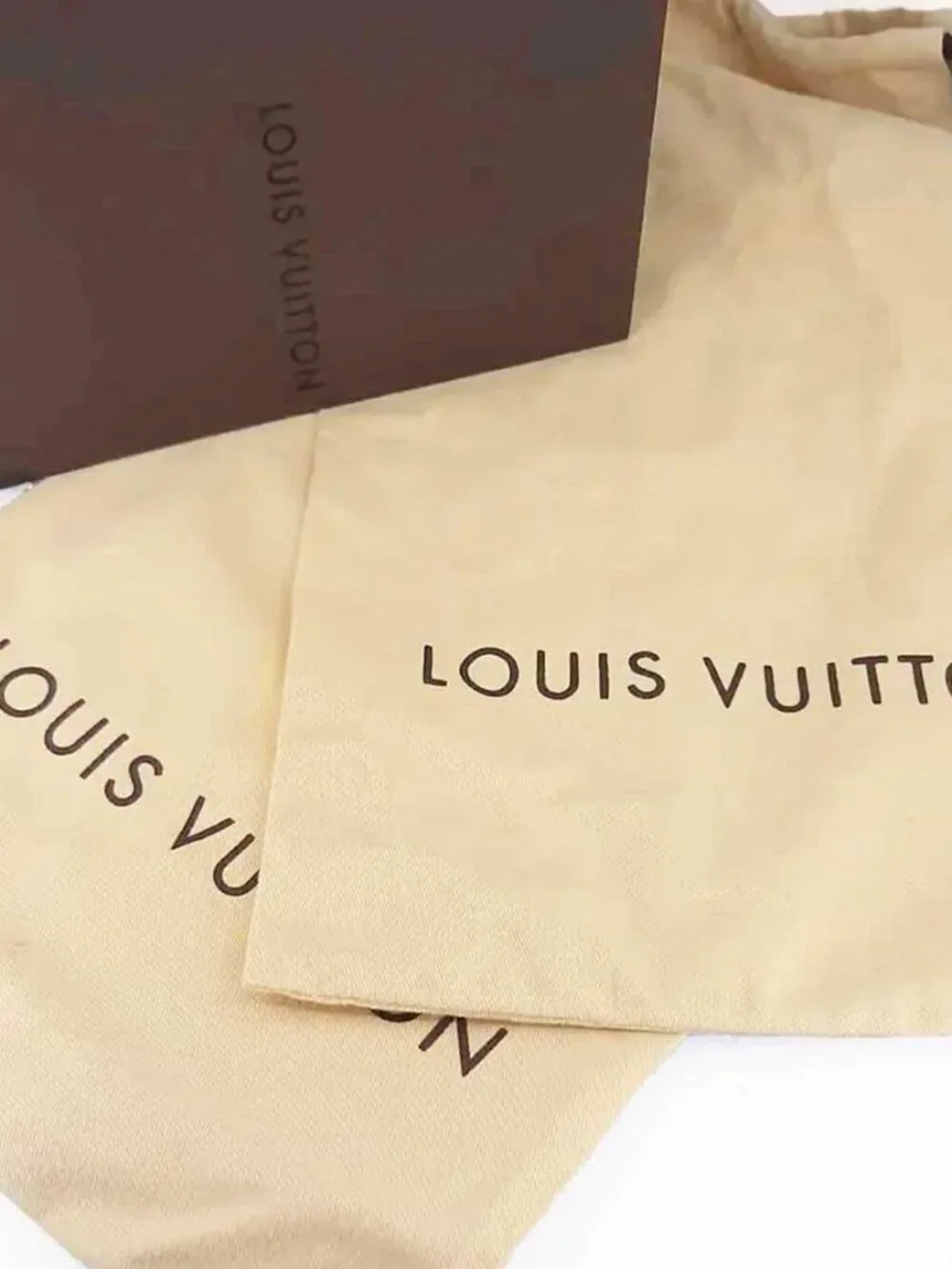 Louis Vuitton Brown Drawer Gift Box w/ Ribbon & 2 Dust Bags 14” x 9” x 6”